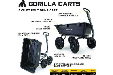 Gorilla Carts Heavy-Duty Poly Yard Dump Cart.