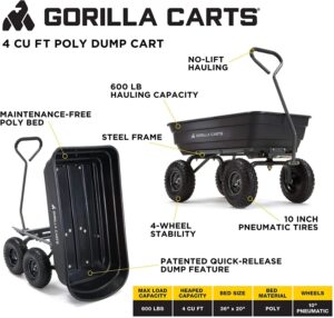 Gorilla Carts GOR4PS Poly Garden Dump Cart.